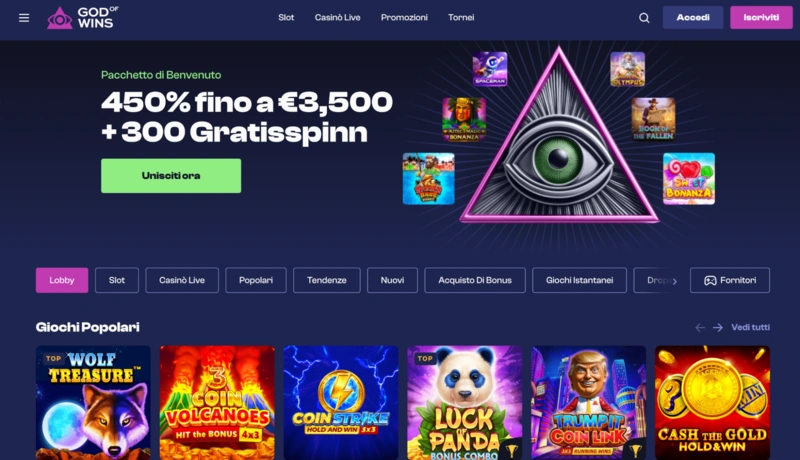 God of Wins Homepage