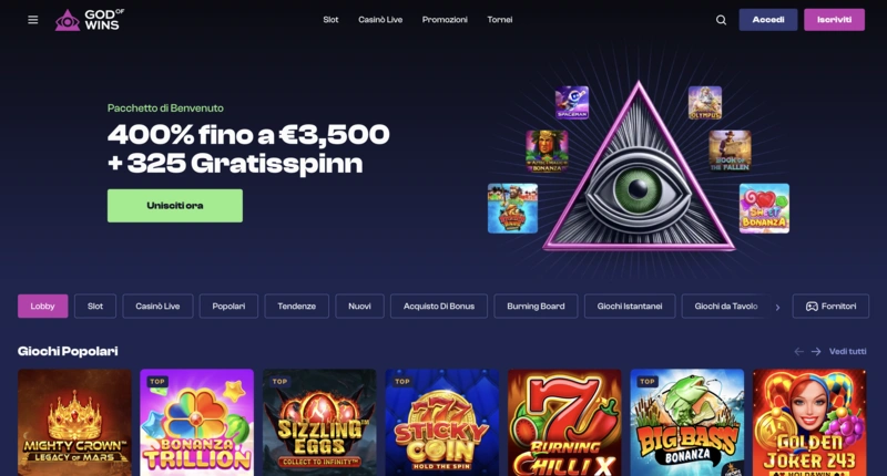 God of Wins Homepage